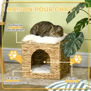 Panier chat lit chat cosy grand confort dim. Ø 37 x 41H cm coussins doux inclus jacinthe d'eau