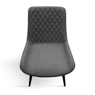 Set di 4 sedie VIENNA in tessuto grigio e gambe in metallo nero