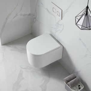 Pack WC Bâti-support + WC sans bride Tornado Swiss Aqua Technologies + abattant SoftClose + Plaque (DELANOTQGEB3-VP)