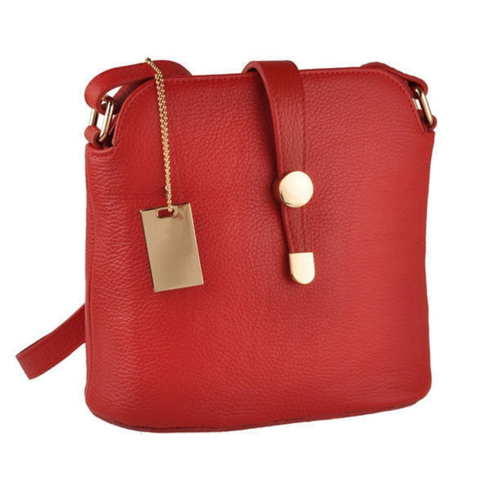 Borse Donna colore Rosso-in pelle Made in Italy L26 cm X W21 cm X H12 cmcm