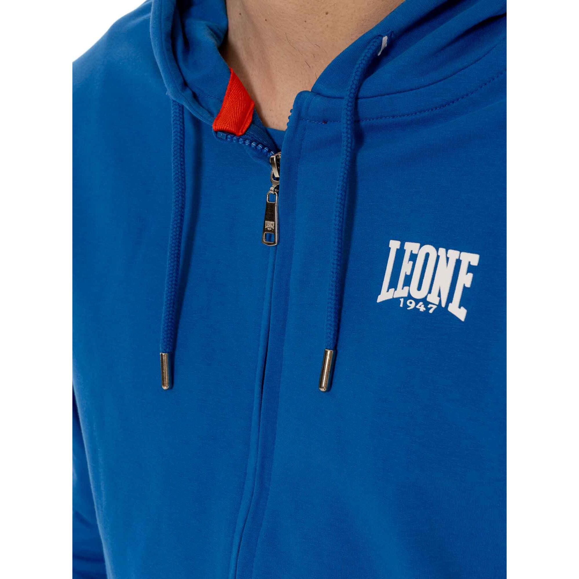 Felpa da uomo con cappuccio e zip non felpata Leone Basic