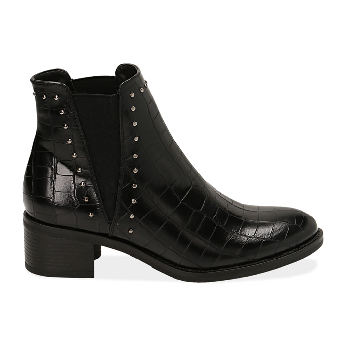 Chelsea boots negras estampado cocodrilo