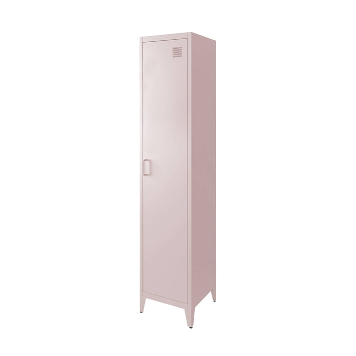 Armoire chambre en acier rose. 4 espaces de rangement. casier