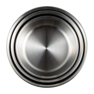 set de 3 cazos ø16ø18ø20cm sin revestimientos + mango desmontable en acero inoxidable