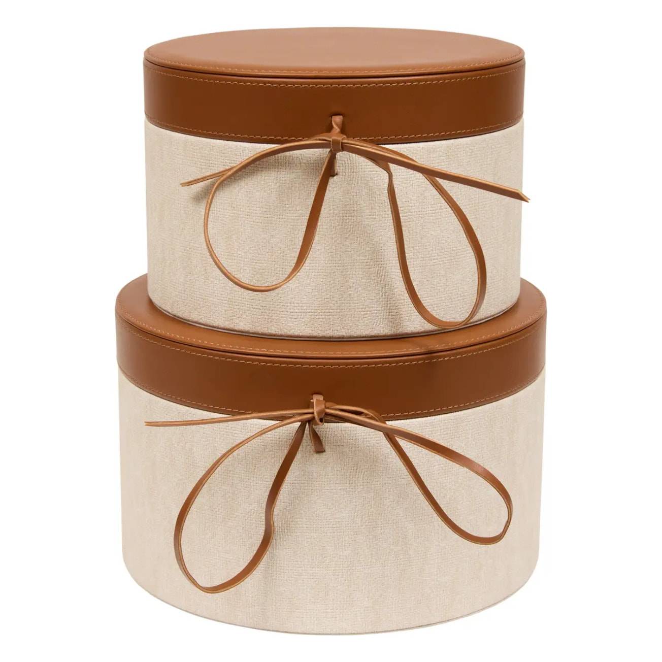 Lot de 2 boîtes Whisky rondes beige