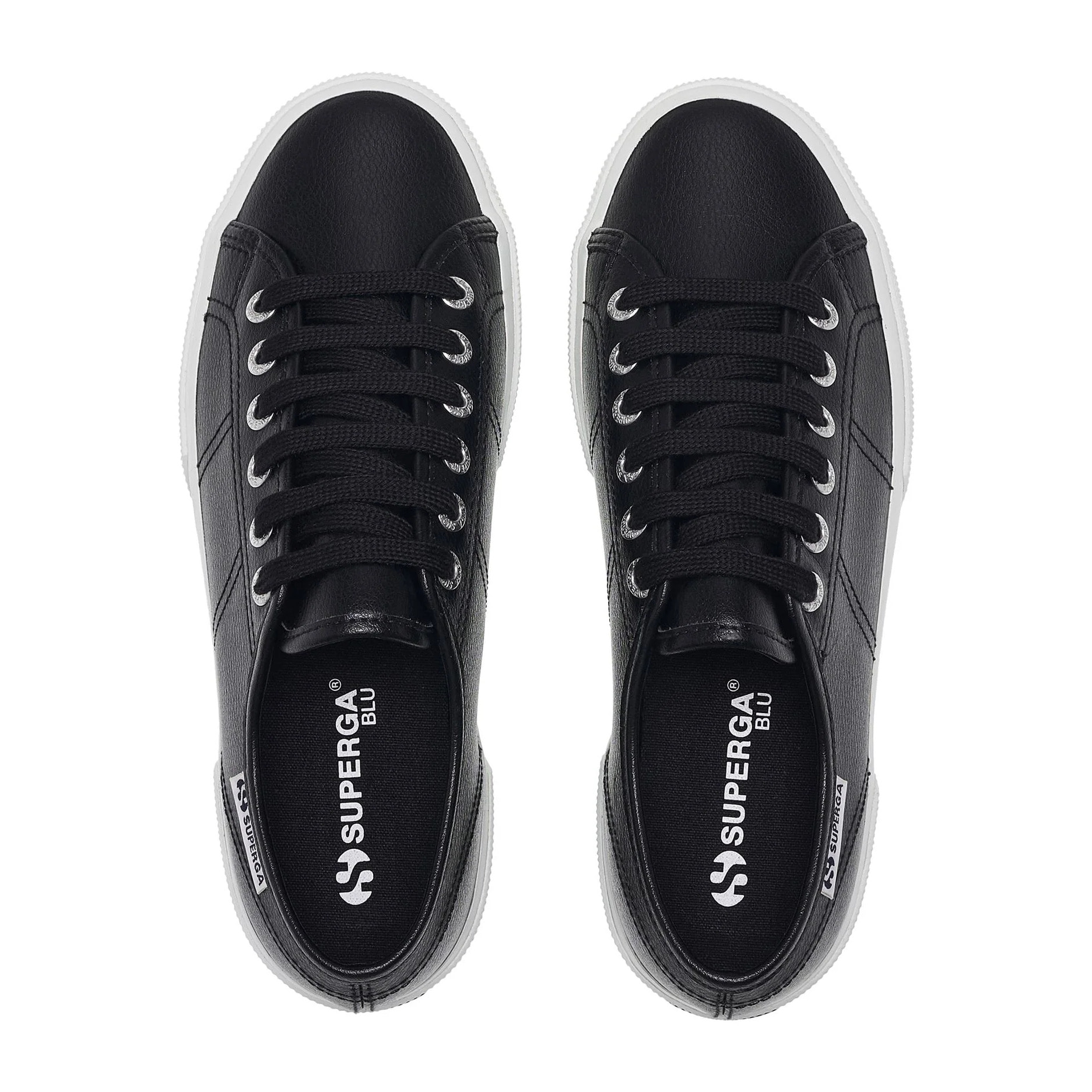 Scarpe da donna Superga Nero 3740 Platform Vegan Tumbled Material Leggera