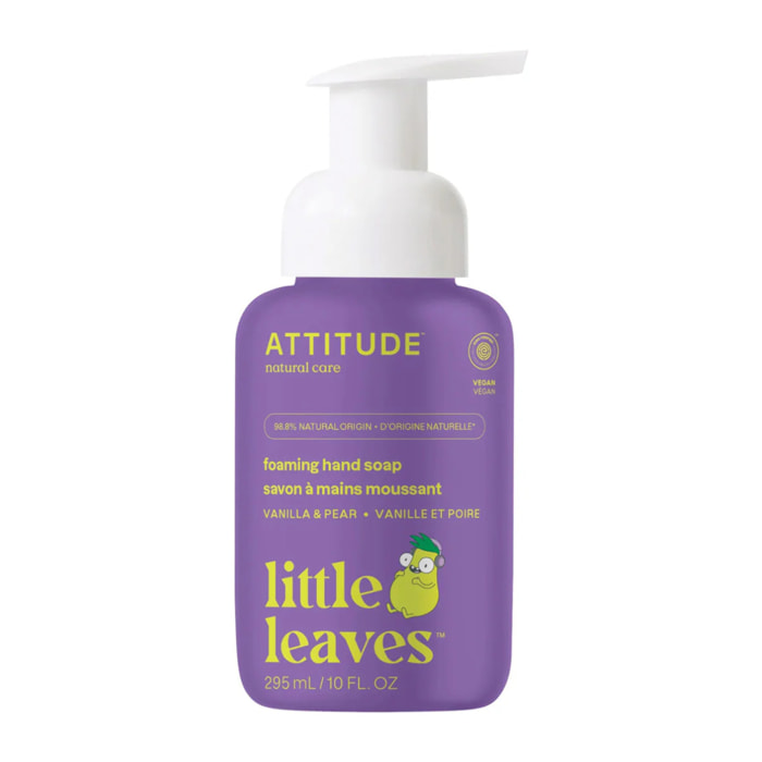 Jabón espumoso  para manos niños pera y vainilla Attitude 295 ml