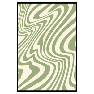 Affiche encadrée motif abstrait ondulé vert sauge Affiche + cadre en métal - Noir