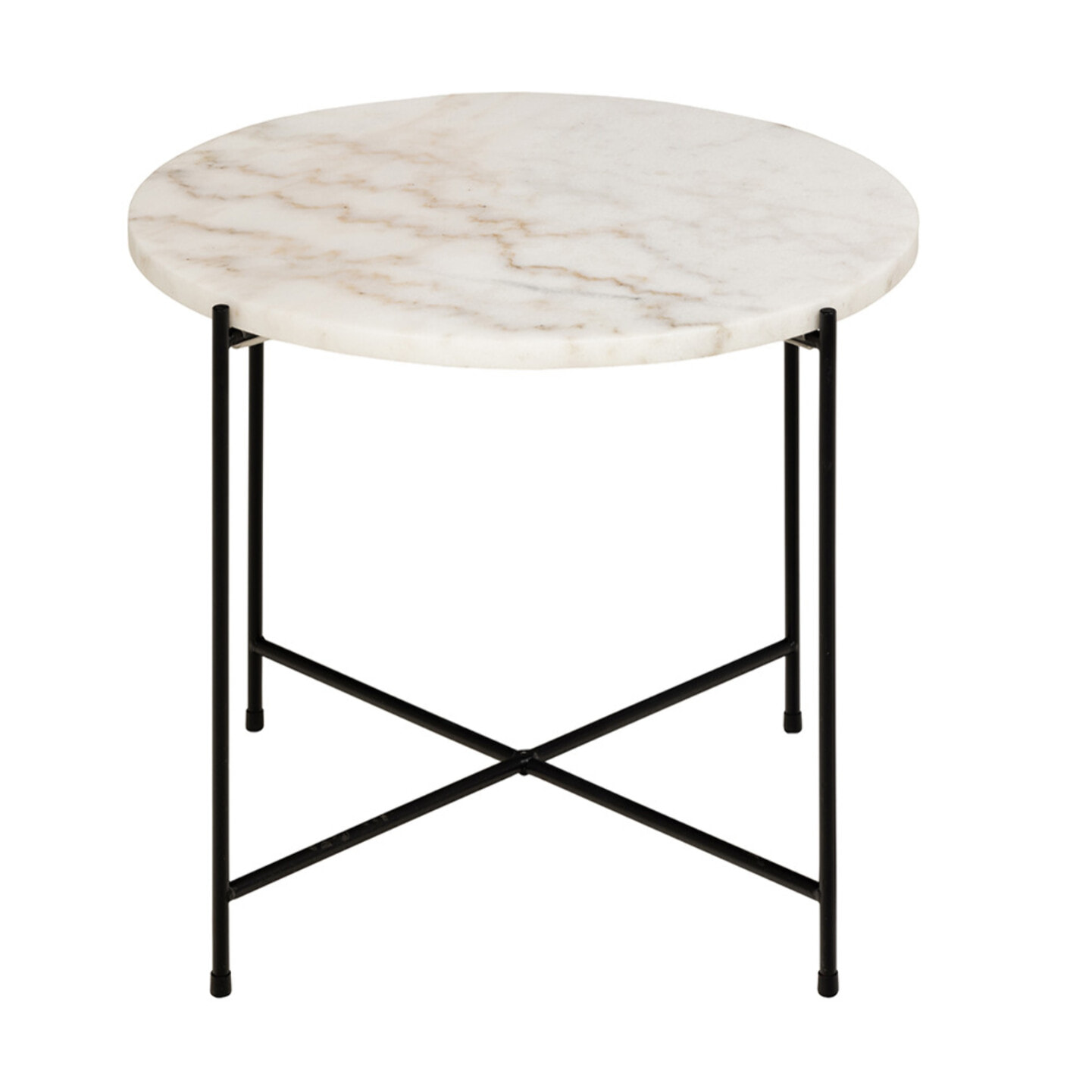 Ezaro - table basse - 52 cm - plateau en marbre - pieds en acier - Blanc