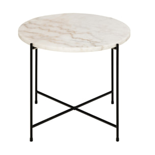 Ezaro - table basse - 52 cm - plateau en marbre - pieds en acier - Blanc