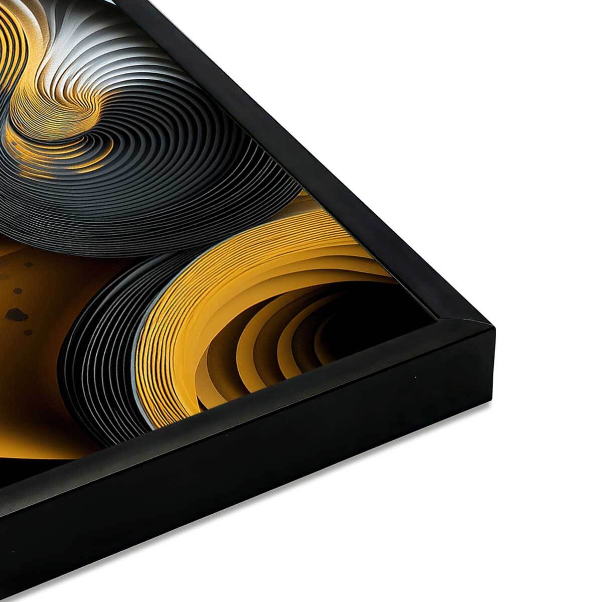 Affiche encadrée abstraite spirales noir et or Affiche + cadre en métal - Noir