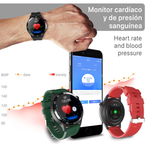 Smartwatch B30 con modalità multisport, cardiofrequenzimetro e sfigmomanometro, notifiche.