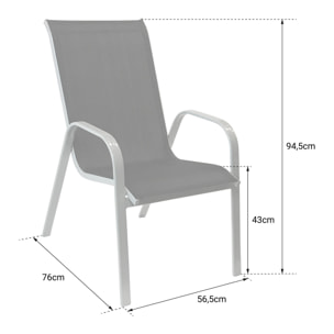 Lot de 6 chaises MARBELLA en textilène noir - aluminium gris