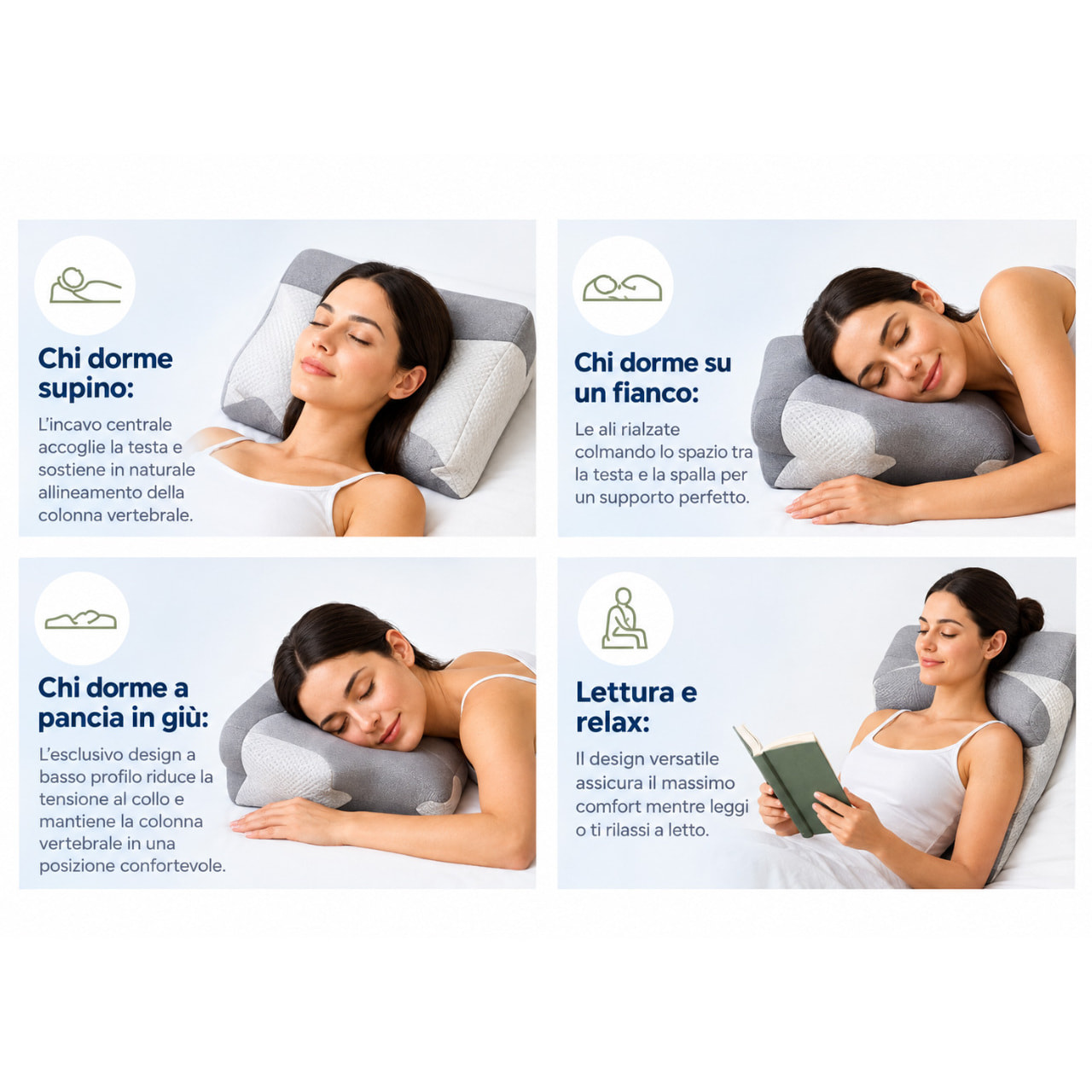 Guanciale ergonomico in memory foam Riposo Collo Spalle Anatomico Dragonfly