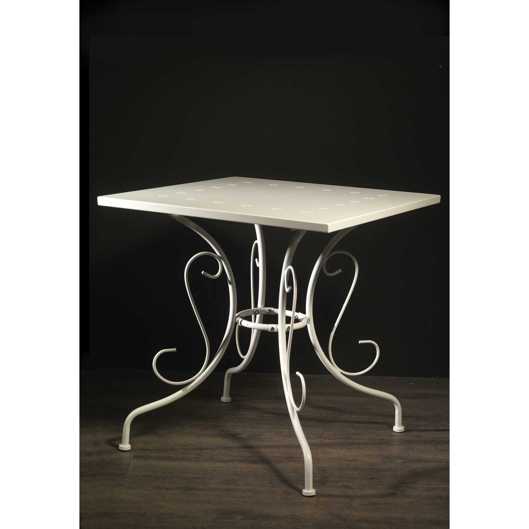 Tavolo New Old Vacchetti in metallo bianco crema quadro cm70x70h72