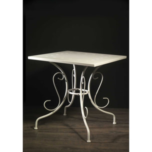 Tavolo New Old Vacchetti in metallo bianco crema quadro cm70x70h72