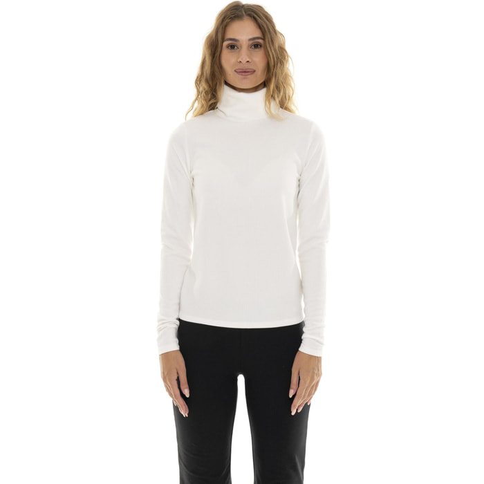 T-shirt da donna con collo a dolcevite a manica lunga in costina "Pearl"