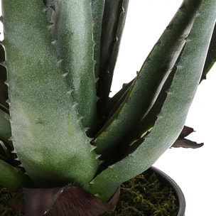 Aloe con vaso, 17 foglie - Pezzi 1 - 34X50X30 - Colore: Verde - Bianchi Dino - Piante Artificiali