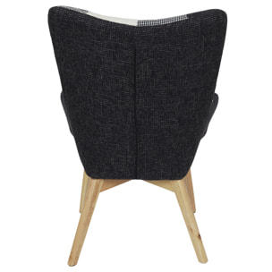 Fauteuil Helsinki Patchwork Noir Et Blanc