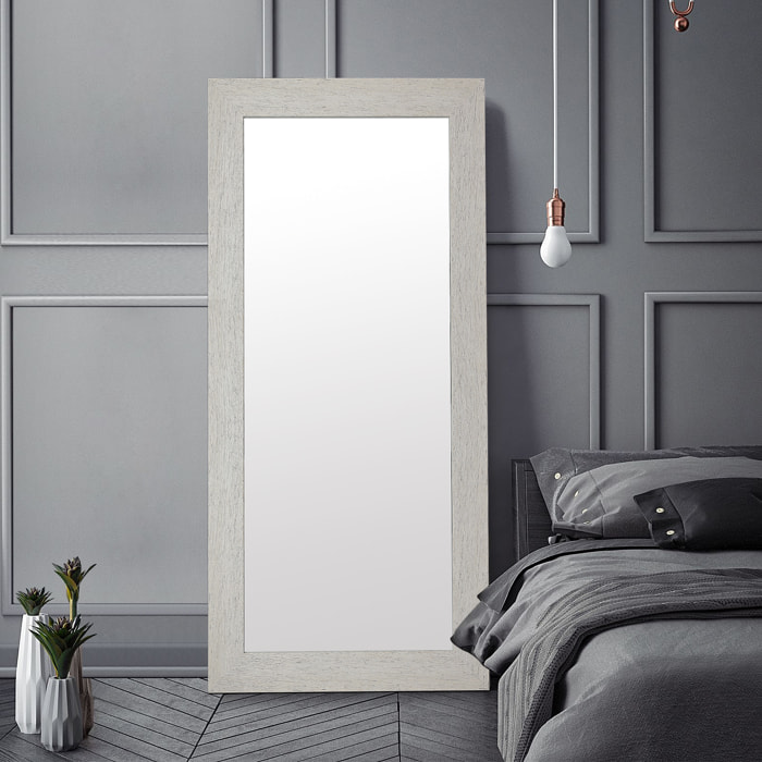 Espejo rectangular Vintage poliestireno blanco decapé 149x79x2 cm