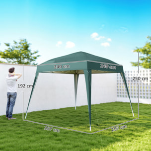 Outsunny Carpa Plegable 2,4x2,4 m, Pop-up, Cenador Pabellón de Jardín, Altura Ajustable con Bolsa de Transporte, Anti-UV, Impermeable, Gazebo para Camping, Fiestas, Exterior, Verde