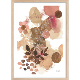 Affiche Bonheur floral Affiche + cadre en bois - Chêne