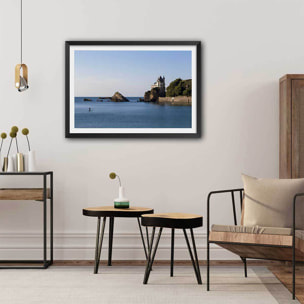 Affiche photo marée haute sur la villa belza Affiche + cadre en bois - Noir