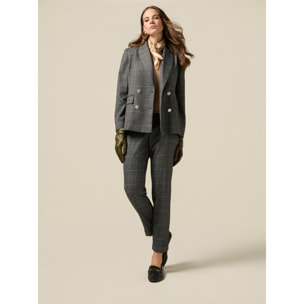 Oltre - Pantaloni regular check - Grigio