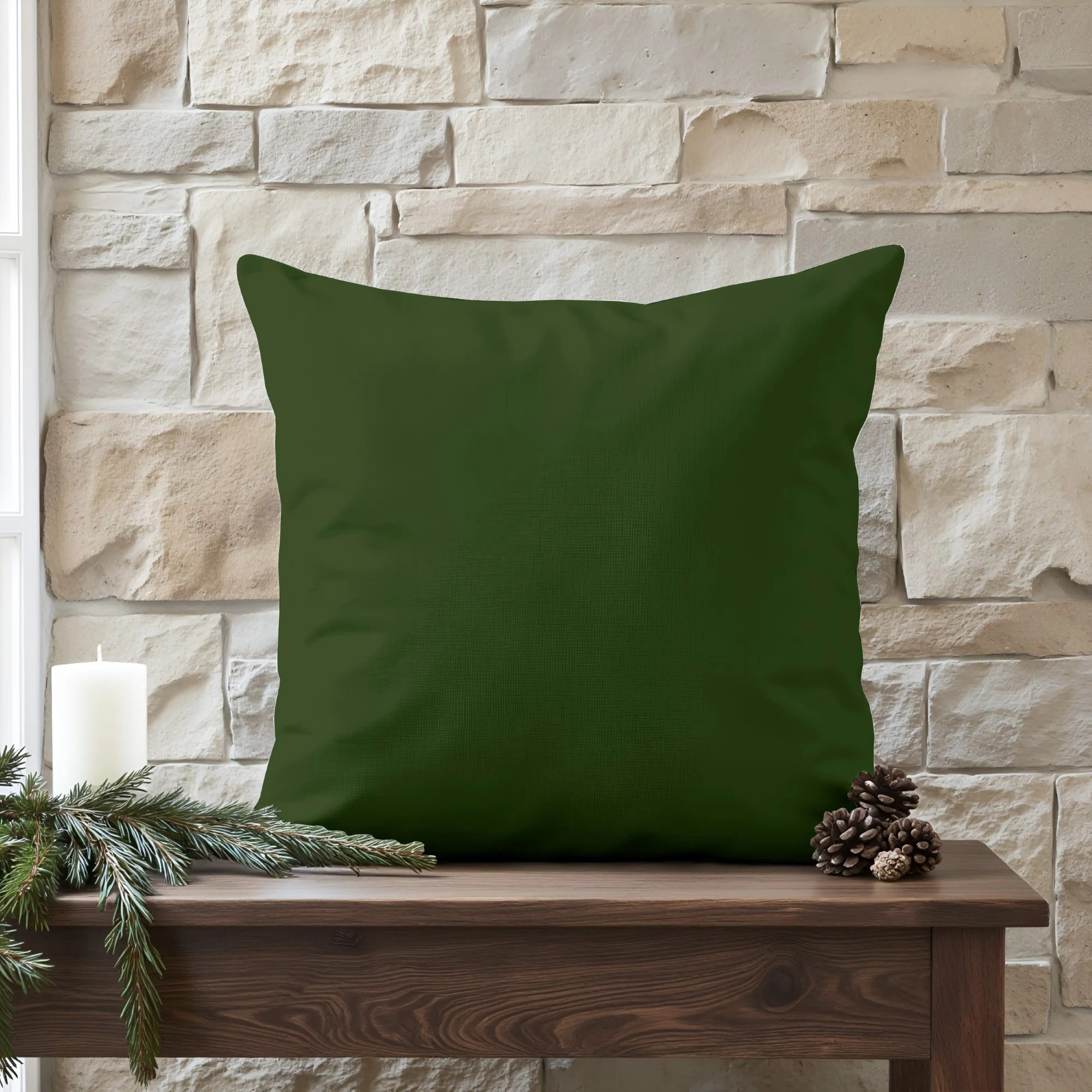 Housse de coussin Vert Uni - 100% coton - Vert - 50x50 cm
