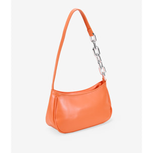 Bolso de hombro naranja con cadena