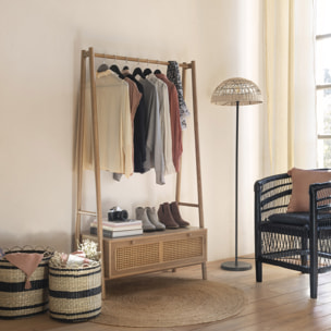 Meuble d'entrée 1 tiroir "Tiria" en placage frêne & métal 90x45cm