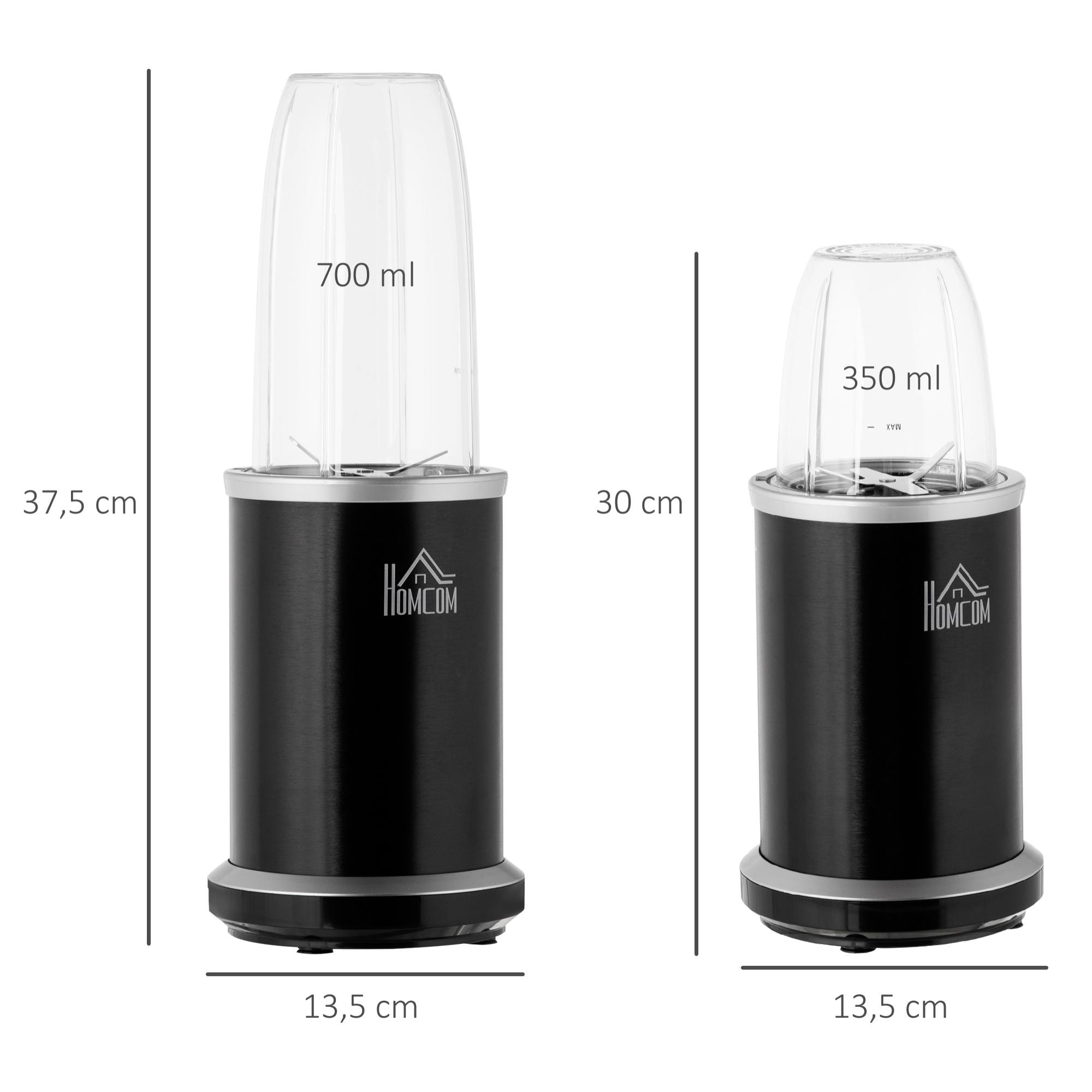 Blender 1000 W - 4 modes - 2 bols 700 ml et 350 ml - système verrouillage sécurité - nettoyage facile - alu. tritan noir