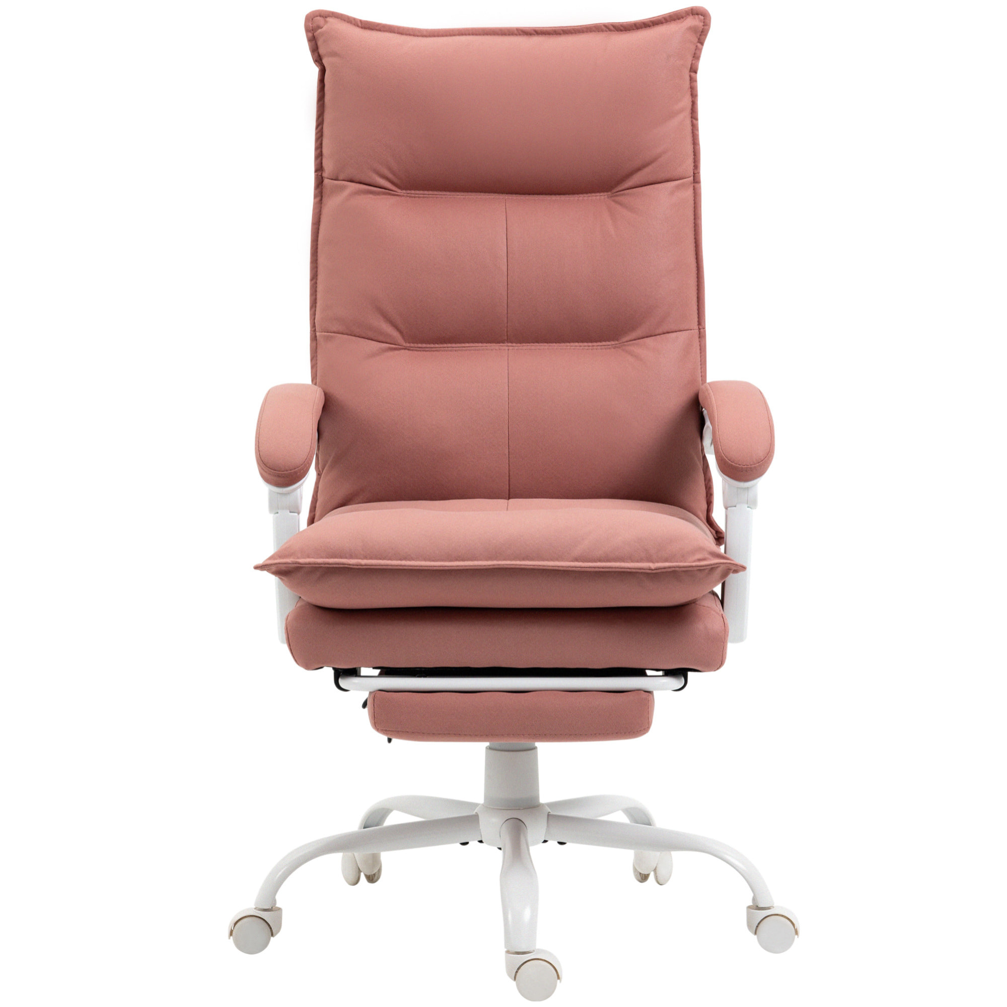 Fauteuil de bureau massant chauffant inclinable réglable repose-pieds rétractable microfibre rose