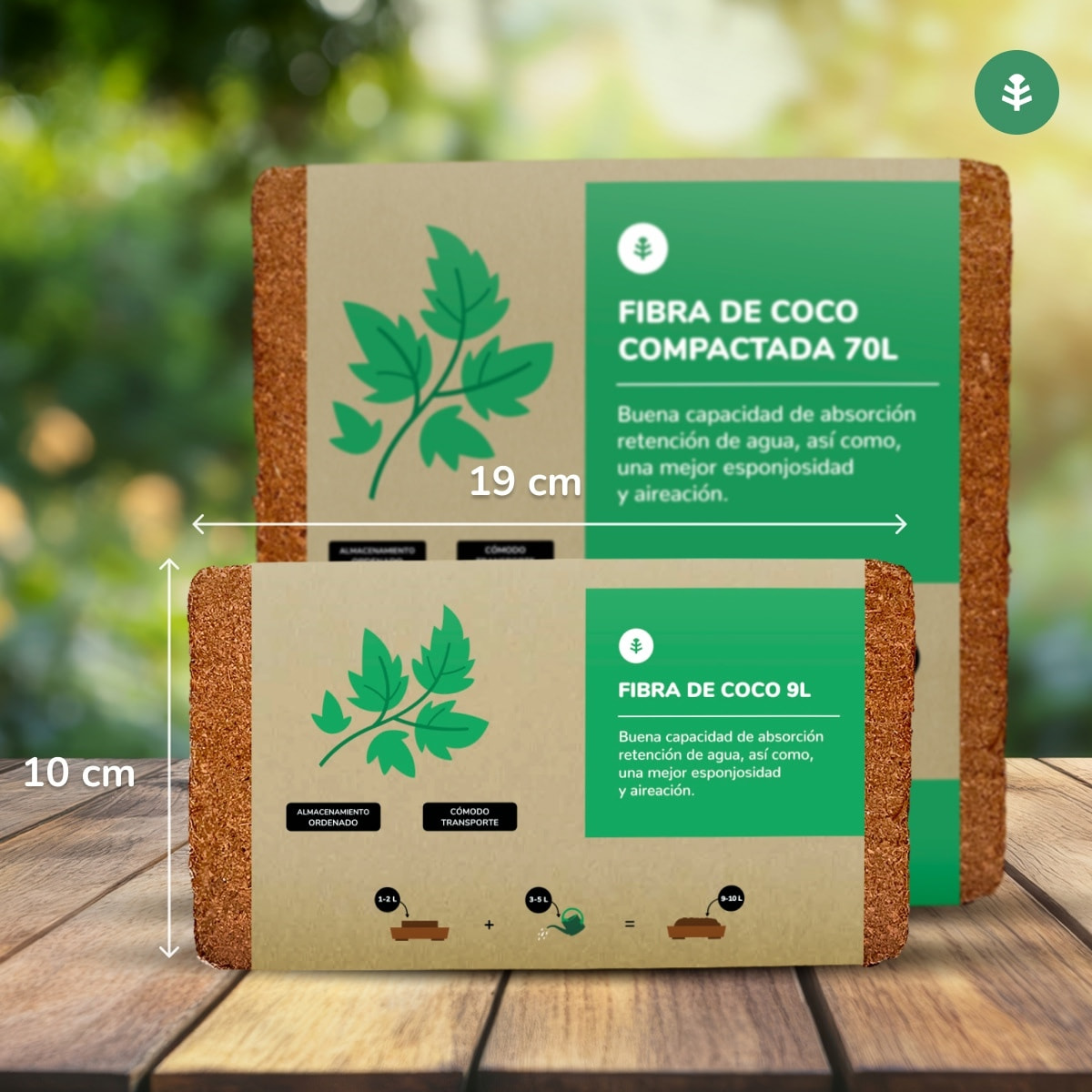 PLANETA HUERTO | Sustrato Fibra de Coco 9 Litros | Ecológico y Sostenible | Favorece el Crecimiento de las Plantas