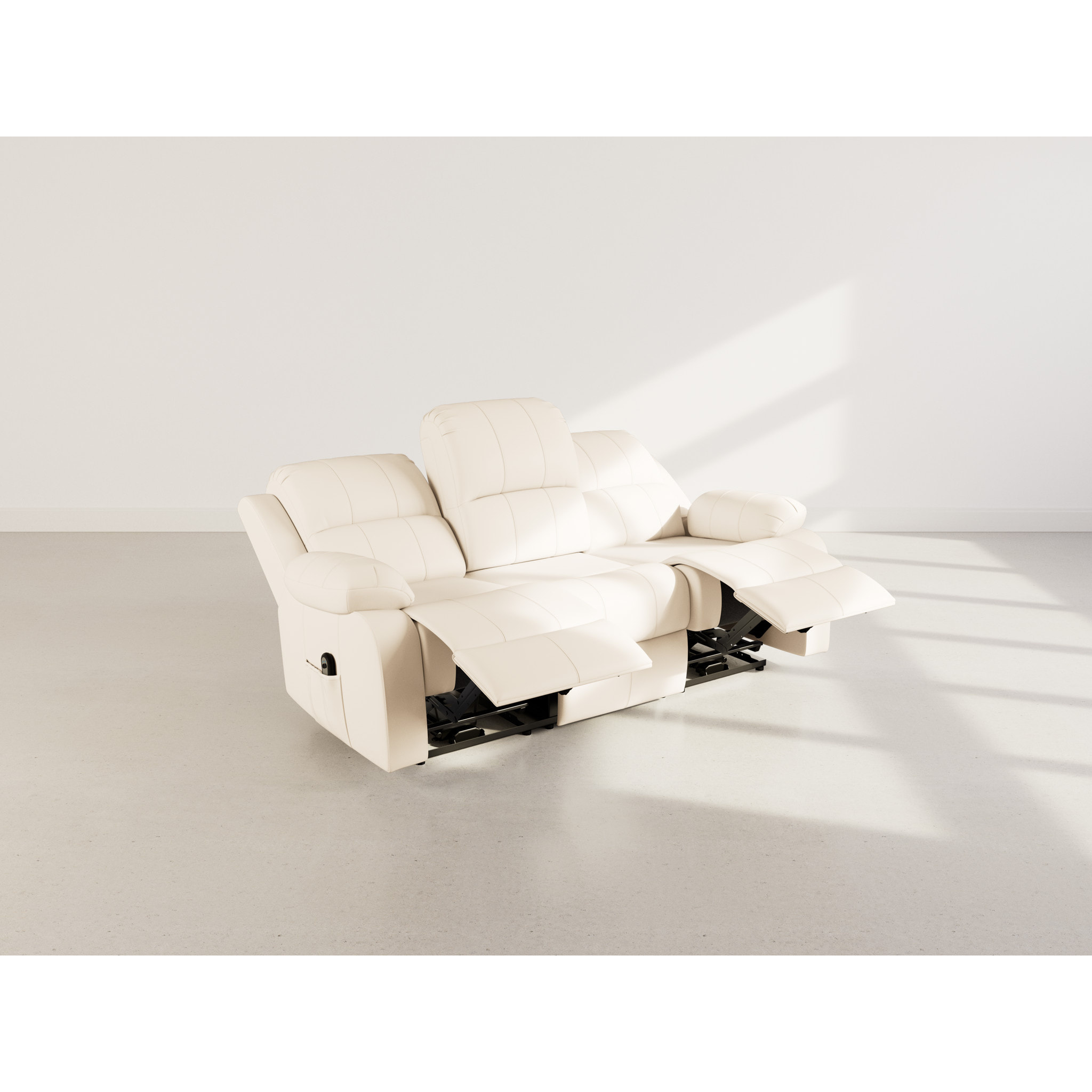 Armand - Canapé 3 places relax électrique en simili - Beige