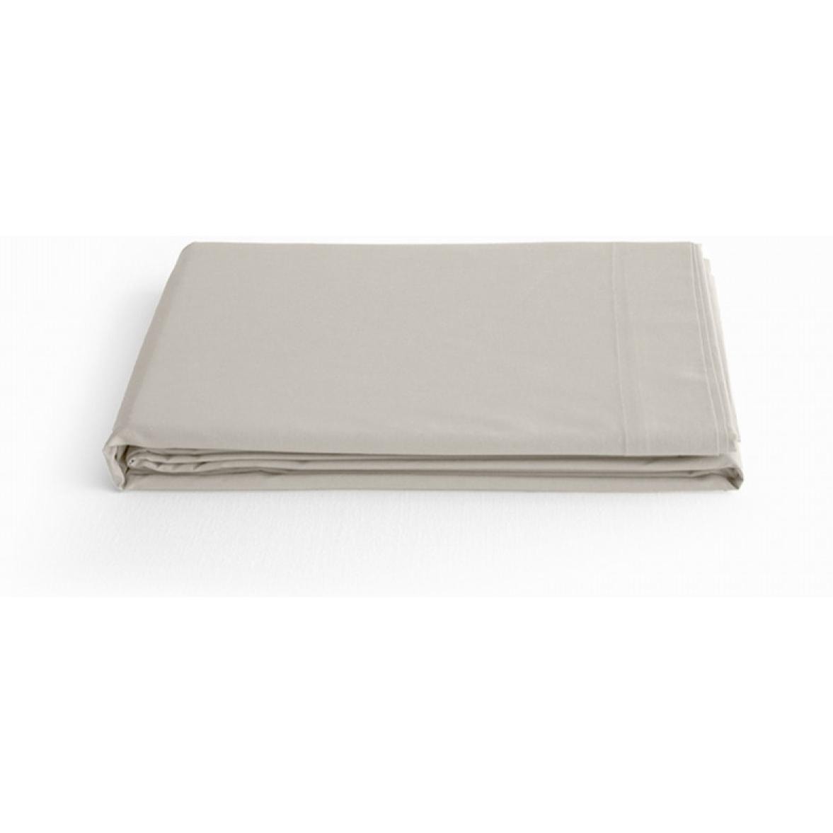 Drap plat percale pur coton peigné longues fibres 80 fils/cm² Vent du sud - Naturel - 180 x 290 cm pour lit 1 place