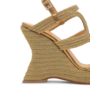 Sandalia de cuña Jera trenzada en acabado metalizado