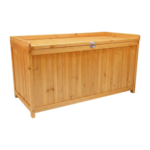 Cubo - Baule Contenitore da Esterno 113x60x53 cm in Legno di Abete con Chiusura a Lucchetto