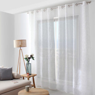 Voilage tamisant brodé de sphères - Blanc