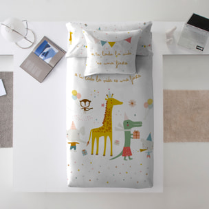 Haciendo el Indio - Funda Nórdica Estampada - Reversible - Infantil - Cierre Solapa - 100% Algodón - Incluye 1 Funda de Almohada - Fiesta