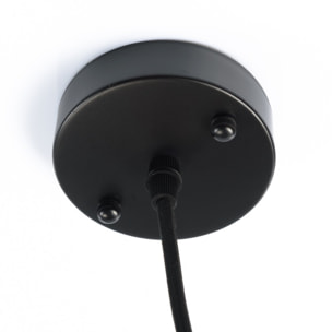 SIXTINE - Suspension 40x40cm en rotin couleur noire et teck recyclé