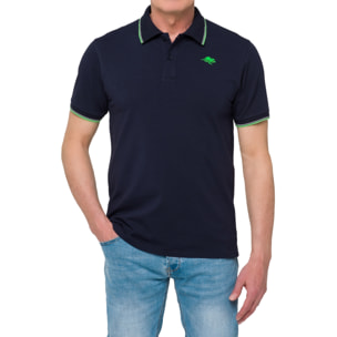 Polo con righine Hot Buttered Amak blu navy.
