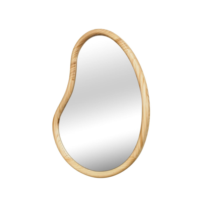Miroir organique en bois de sapin 85cm épaisseur 3cm coloris naturel idéal entrée. chambre ou salle de bain