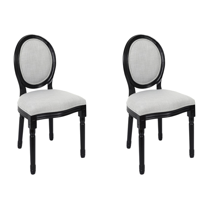 Chaise Eleonor Noir Tissu Gris - Lot De 2