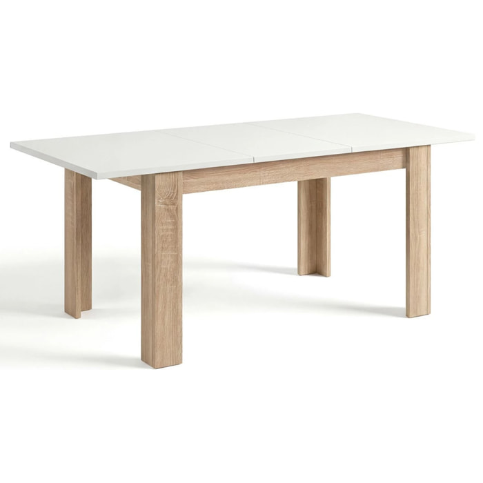 Mesa de comedor extensible en roble canadian y blanco mate 140-190x90 cm Sira Roble Canadian - Blanco Artik (Blanco Mate)