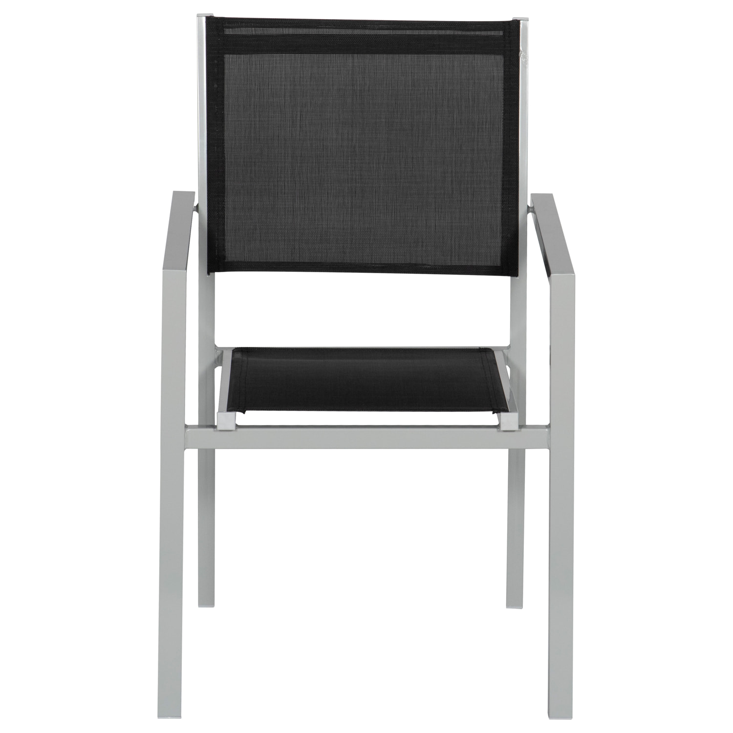 Lot de 8 chaises en aluminium gris - textilène noir
