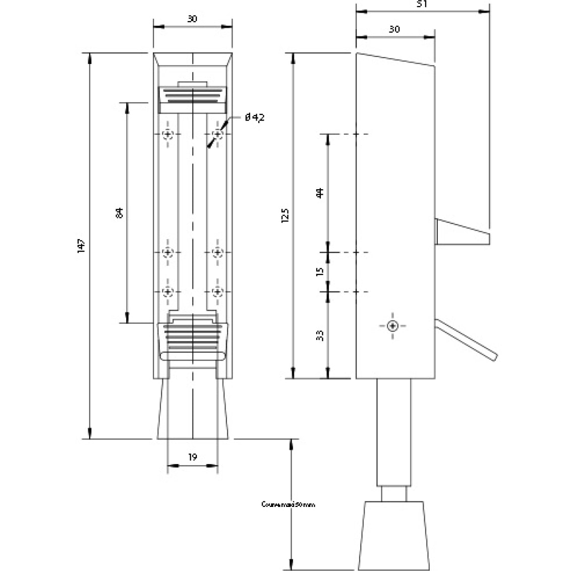 Cale porte double ressort 147mm SEVAX Argent - Poids max.60 kg - 660235