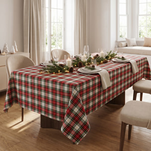 Tovaglia Tartan in Cotone Tinto Filo, Fantasia Scozzese per Tavola da Pranzo, Ideale per Natale e Feste, Disponibile in Diverse Misure, Made in Italy