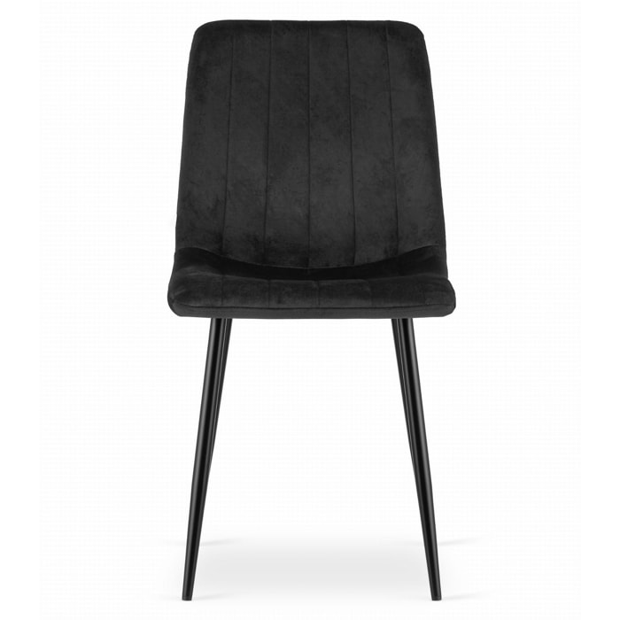 Sedia LAVA in velluto nero con gambe in metallo