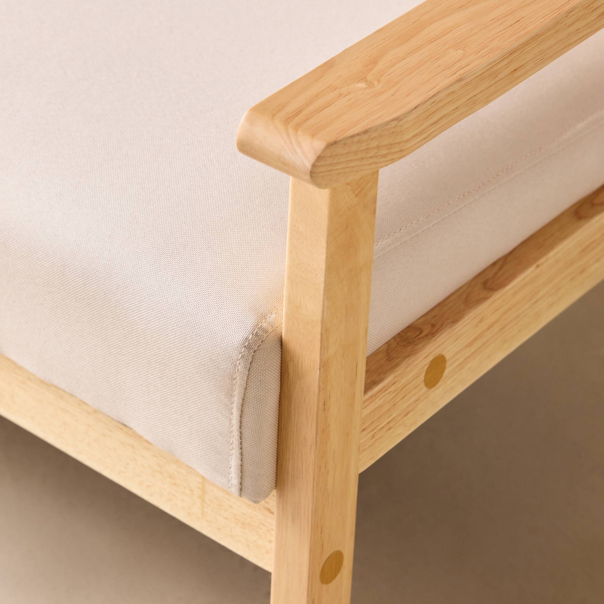 Canapé banquette 2 places bois d'hévéa tissu ISAK